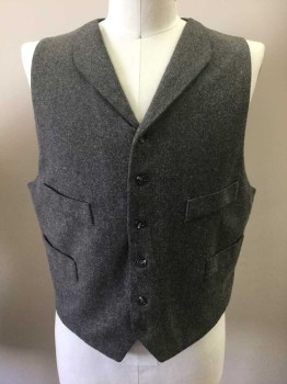 MTO, Gray, Wool, Tweed, 6 Buttons, 4 Pockets, Lapels, Solid Grey Acetate Back with Adjustable Belt,