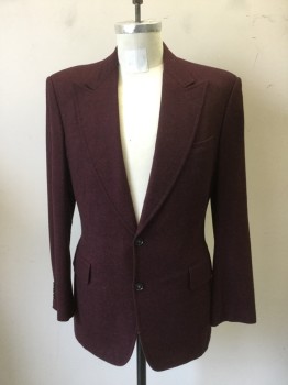 MTO, Red, Black, Wool, Tweed, Single Breasted, Collar Attached, Peaked Lapel, Hand Picked Collar/Lapel, 3 Pockets