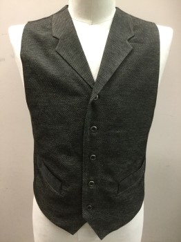 FRONTIER CLASSICS, Charcoal Gray, Lt Gray, Polyester, 2 Color Weave, Lapels, 5 Metal Buttons, Adjustable Belt Center Back,