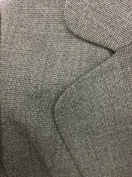 ANN TAYLOR, Black, Lt Gray, Wool, Spandex, 2 Color Weave, Single Breasted, 2 Hidden Buttons,  Clover Leaf Lapel,
