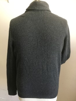 Mens, Cardigan Sweater, POLO R. L.., Charcoal Gray, Wool, Solid, Tall, Large, 5 Buttons, Shawl Collar, 2 Pockets,