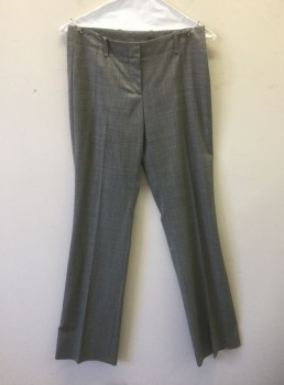 Womens, Slacks, BOSS, Gray, Black, Lt Gray, Wool, Elastane, 2 Color Weave, 2, Black and White Dotted Weave (Appears Gray From a Distance), Mid Rise, Boot Cut, Zip Fly, Belt Loops, No Pockets