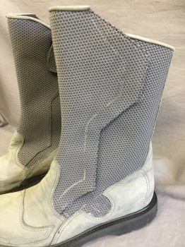 Mens, Sci-Fi/Fantasy Boots , VIBRAM/MTO, Slate Gray, Gray, Leather, Solid, Novelty Pattern, 9, Slate Gray Panel Leather Gray/black Honeycomb Pattern Upper, Angular Velcro Closure with Wrap Around Velcro Tab, Black Rubber Sole