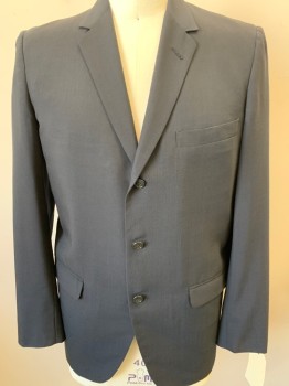 Mens, Sportcoat/Blazer, JOHN MACK & SON, Midnight Blue, Wool, Solid, 40 R, 3 Button Front, Notched Lapel, 3 Pockets,