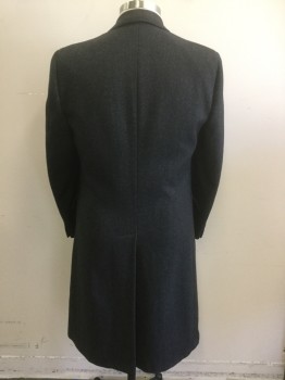 Mens, Coat, WALLACHS HART SCHAFF, Black, Gray, Wool, 2 Color Weave, 44, Double Breasted, 6 Buttons, 2 Pockets, Lined,