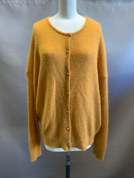 Womens, Cardigan Sweater, BABATON, Mustard Yellow, Cashmere, S, CN, Button Front, L/S
