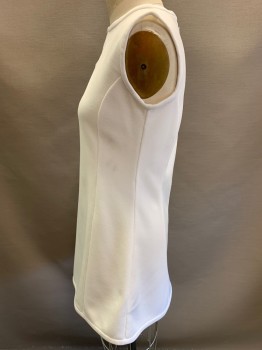 Womens, Athletic, MTO, White, Polyester, Solid, W30, B36, H36, Tennis Dress, Sleeveless, Crew Neck with Keyhole Detail,  Zip Back, Pique Texture, Short