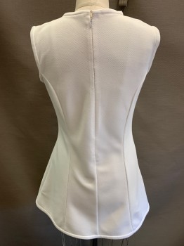Womens, Athletic, MTO, White, Polyester, Solid, W30, B36, H36, Tennis Dress, Sleeveless, Crew Neck with Keyhole Detail,  Zip Back, Pique Texture, Short