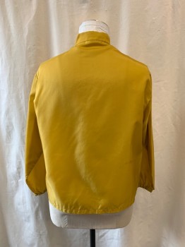 Mens, Windbreaker, SWINGSTER, Mustard Yellow, Nylon, XXL, Stand Collar with Tab & Buttons, Zip Front, 1 Pocket, Red & Blue Vertical Stripe