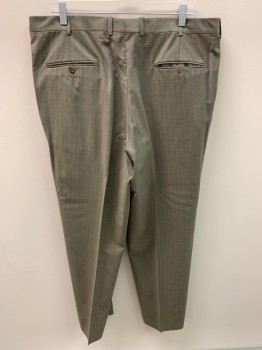 Mens, Suit, Pants, BURBERRY, Putty/Khaki Gray, Sky Blue, Orange, Wool, Stripes - Pin, Zip Front, Extended Waistband With Button, 4 Pockets, Creased Front
