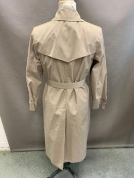 Womens, Trench Coat, LONDON FOG, Khaki Brown, Poly/Cotton, 8, with Belt, Removable Straps at Cuffs, C.A., Double Breasted, Button Front, 2 Side Waist Pockets