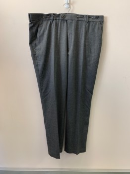 STAFFORD, Gray, Black, Wool, 2 Color Weave, Slant Pockets, Zip Front, F.F, 2 Back Pockets