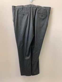 STAFFORD, Gray, Black, Wool, 2 Color Weave, Slant Pockets, Zip Front, F.F, 2 Back Pockets