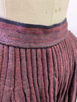 N/L MTO, Red Burgundy, Black, Cotton, Speckled, Stripes - Vertical , Cartridge Pleated Into 1" Wide Waistband, Floor Length, Hook & Bar Closures, Made To Order