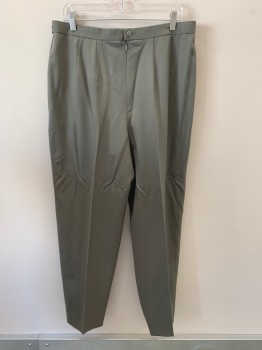 Womens, 1980s Vintage, Suit, Pants, NL, Olive Green, Wool, W36, Side Pockets, Zip Back, Pleated Front