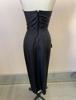 Womens, Cocktail Dress, NL, Black, Polyester, 0, Sweetheart Neckline, Strapless, Boning In Bodice, Large Bow with Rhinestone Strip Center, Large Panel with Folded Corners at Center Front, Hem Below Knee, Split Hem