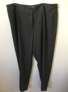 Womens, Slacks, CALVIN KLEIN, Dk Gray, Polyester, Rayon, Solid, 16, Flat Front, 2 Buttons on Wide Waistband, Traditional Fit