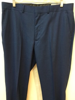 Mens, Suit, Pants, REACTION, Royal Blue, Polyester, Rayon, Solid, 32, 34, Flat Front, Zip Front, Belt Loops, 4 Pockets,