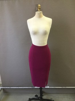 Womens, Skirt, Knee Length, PUCCI, Magenta Purple, Cotton, Lycra, Solid, W26, 6, Pencil, Panelled with High Slit on Side Left Front