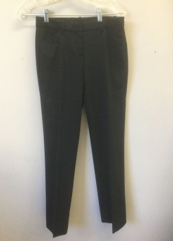 Womens, Suit, Pants, THEORY, Navy Blue, Polyester, Wool, Solid, 0, Dark Navy (Nearly Black), Mid Rise, Straight Leg, 4 Pockets, Belt Loops