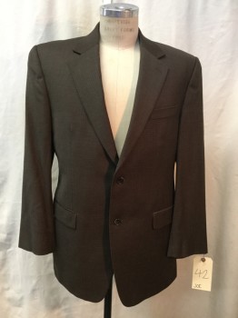 Mens, Sportcoat/Blazer, JOE, Brown, Lt Brown, Gray, Wool, Grid , 42 R, Notched Lapel, Collar Attached, 2 Buttons,  3 Pockets,