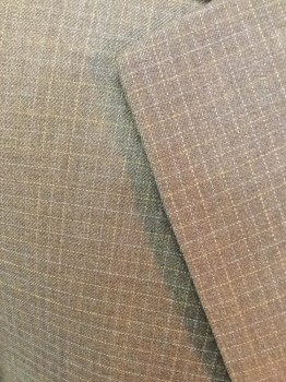 Mens, Sportcoat/Blazer, JOE, Brown, Lt Brown, Gray, Wool, Grid , 42 R, Notched Lapel, Collar Attached, 2 Buttons,  3 Pockets,