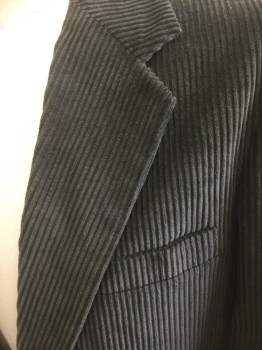 Mens, Sportcoat/Blazer, MEMBERS ONLY, Dk Green, Cotton, Solid, 42R, Corduroy, Single Breasted, Notched Lapel, 2 Buttons, 3 Pockets