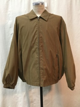 ST JOHNS BAY, Brown, Polyester, Nylon, Solid, Brown, Zip Front, 2 Pockets,