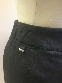 CALVIN KLEIN, Dk Gray, Polyester, Rayon, Solid, 2" Wide Self Waistband, 1 Small Watch Pocket at Hip, Pencil Skirt, Invisible Zipper at Center Back, Vent at Center Back Hem