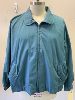 Mens, Windbreaker, PERINO POINT, Dusty Blue, Poly/Cotton, Solid, 46, Zip Front, Collar Attached, 2 Pockets,