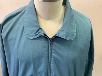 Mens, Windbreaker, PERINO POINT, Dusty Blue, Poly/Cotton, Solid, 46, Zip Front, Collar Attached, 2 Pockets,