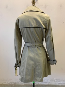 Womens, Coat, Trenchcoat, MERONA, Khaki Brown, Poly/Cotton, S, 2 Piece with Belt, Collar Attached, Double Breasted, Button Front, Long Sleeves, Black Piping