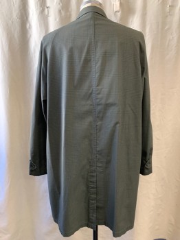 Mens, Coat, LONDON FOG, Dk Olive Grn, Navy Blue, Dk Green, Red, Polyester, Cotton, Plaid, Ch 40, Button Front, Hidden Placket, Collar Attached, 2 Pockets, Long Sleeves, Button Tab at Cuff *Missing Zip Detachable Lining, Missing 1 Button*