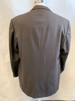 DIVO, Dk Brown, Wool, Solid, Gabardine, Single Breasted, Collar Attached, 2 Buttons,  3 Pockets