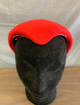 Womens, Hat, N/L, Red, Wool, Solid, Felt, Bandeau Style Hat with Point at Front,