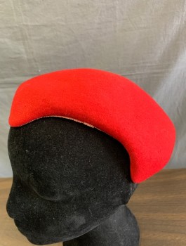 Womens, Hat, N/L, Red, Wool, Solid, Felt, Bandeau Style Hat with Point at Front,