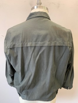 N/L, Dk Gray, Cotton, Solid, Logo , Auto Racing/Mechanic Jacket, Workwear, "Aston Martin" Patch at Chest, Zip Front, Rounded Collar Attached, Raglan Sleeves with Piped Seams, 2 Pockets, Aged/Dirty,