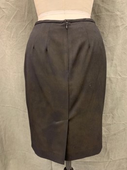 Womens, Skirt, Knee Length, CALVIN KLEIN, Black, Polyester, Rayon, Solid, 6, Pencil Skirt, Zip Back, Center Back Slit *discoloration is Worse in Photo*