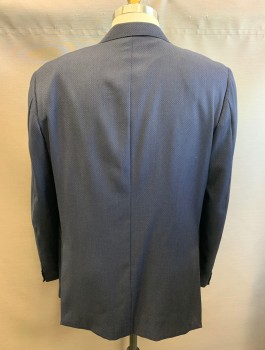 Mens, Sportcoat/Blazer, DI STEFANO, Midnight Blue, Black, Wool, Birds Eye Weave, 48 XL, Single Breasted, Notched Lapel, 2 Buttons, 3 Pockets, Solid Black Lining