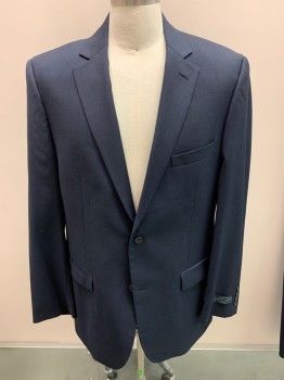 Mens, Suit, Jacket, PRONTO UOMO, Navy Blue, Wool, Solid, Single Breasted, 2 Buttons, 3 Pockets, Notched Lapel, Double Vent