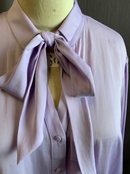 Womens, Blouse, WORTHINGTON, Lavender Purple, Polyester, Solid, 2X, Button Front with V, Collar Attached, Self Neck Belt Tie, 3/4 Sleeve, Button Cuff