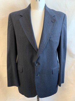 EVAN PICONE, Dk Gray, Mint Green, Blue, Wool, Stripes - Pin, Notched Lapel, Single Breasted, Button Front, 2 Buttons, 3 Pockets
