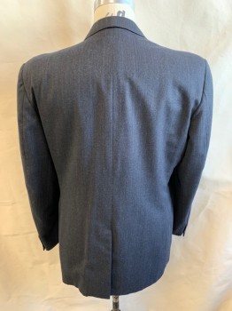 EVAN PICONE, Dk Gray, Mint Green, Blue, Wool, Stripes - Pin, Notched Lapel, Single Breasted, Button Front, 2 Buttons, 3 Pockets