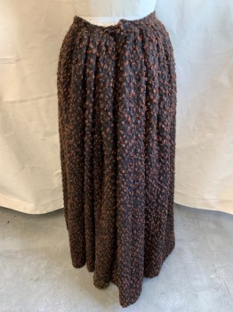 NL, Brown, Black, Wool, 2 Color Weave, Textured Fabric, A-Line, Hook & Eye Back, Floor Length