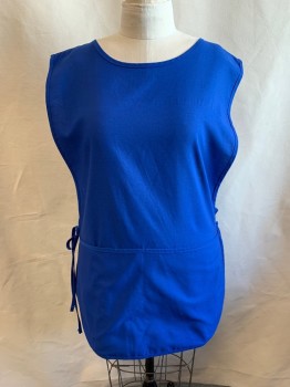 NL, Blue, Poly/Cotton, Pullover, Open at Sides with Self Ties, Scoop Neck, 2 Pockets/Compartments at Hips