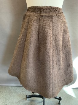Womens, Sci-Fi/Fantasy Skirt, N/L, Brown, Lt Khaki Brn, Textured Fabric, Novelty Pattern, W: 28, Velcro Snap On Waist, Front Slit ,  Novelty Front Panel  Attached