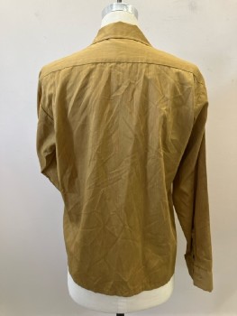 Mens, Shirt, J.C. Penney's, 32, 15.5/, Ochre, Collar Pressed Open, B.F., L/S, 1 Pckt, Embroidery Right Chest