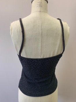 Womens, Top, MTO, Gray, Synthetic, Beaded, Solid, S, Sweetheart Neck, Straps *Straps Stretched Out*