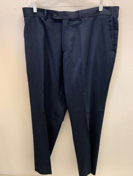 Mens, Suit, Pants, PERRY ELLIS, Midnight Blue, Polyester, Viscose, Solid, I31, W38, F.F, Tab Closure, Alterations CB