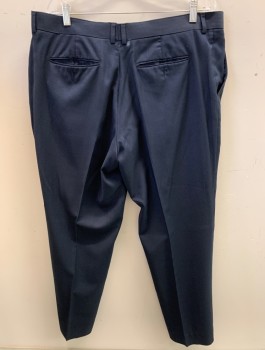 Mens, Suit, Pants, PERRY ELLIS, Midnight Blue, Polyester, Viscose, Solid, I31, W38, F.F, Tab Closure, Alterations CB